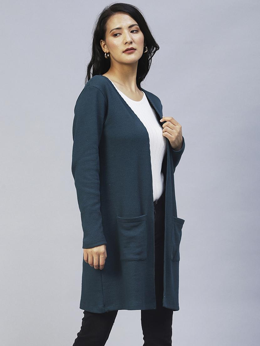 women solid long sleeve winter shrug - 20022868 - Standard Image - 2