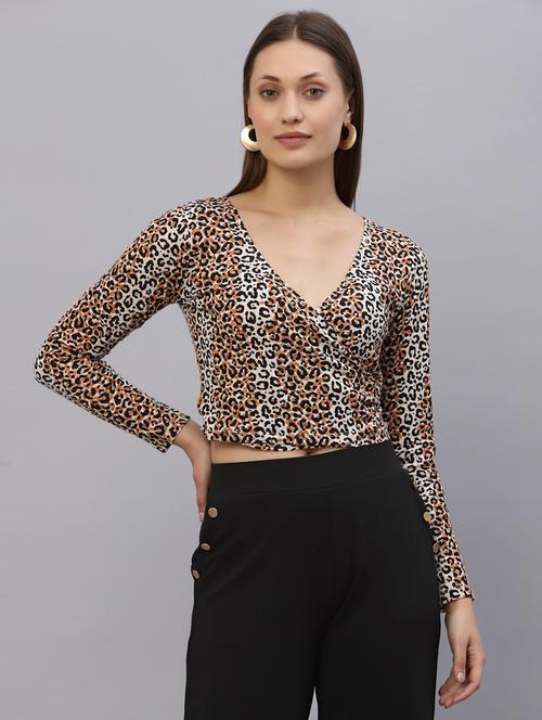 women's crop v neck top - 20022877 -  Standard Image - 0