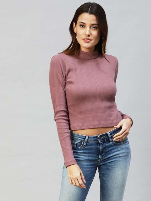 women's crop mock neck top - 20022891 -  Standard Image - 0