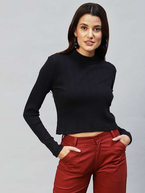 women's crop mock neck top - 20022893 -  Standard Image - 0
