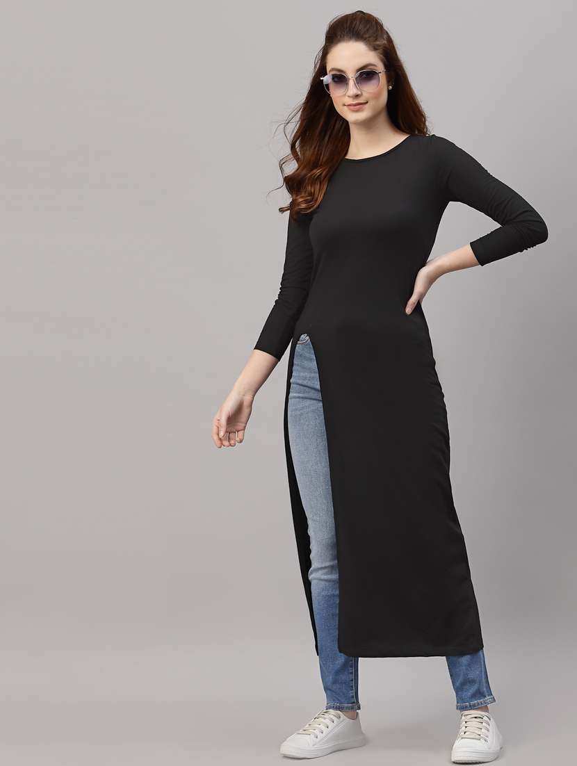 black cotton regular tunic - 20022931 - Zoom Image - 0