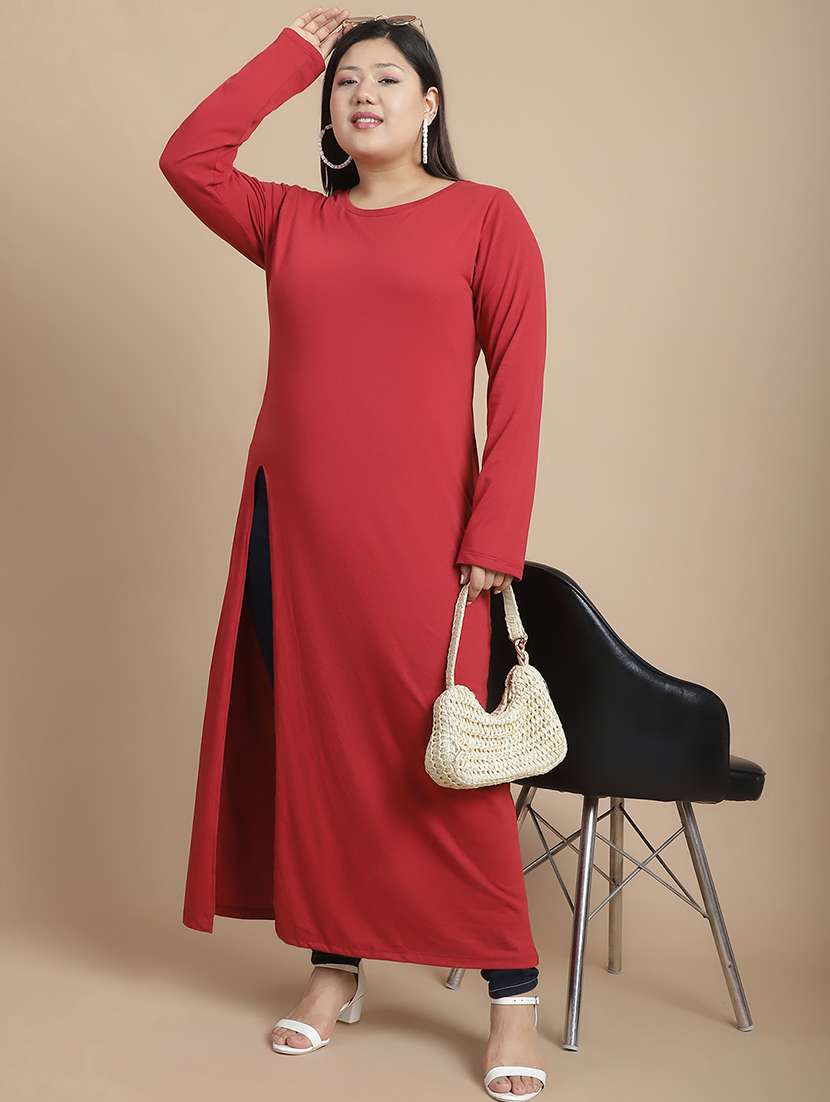 red cotton regular tunic