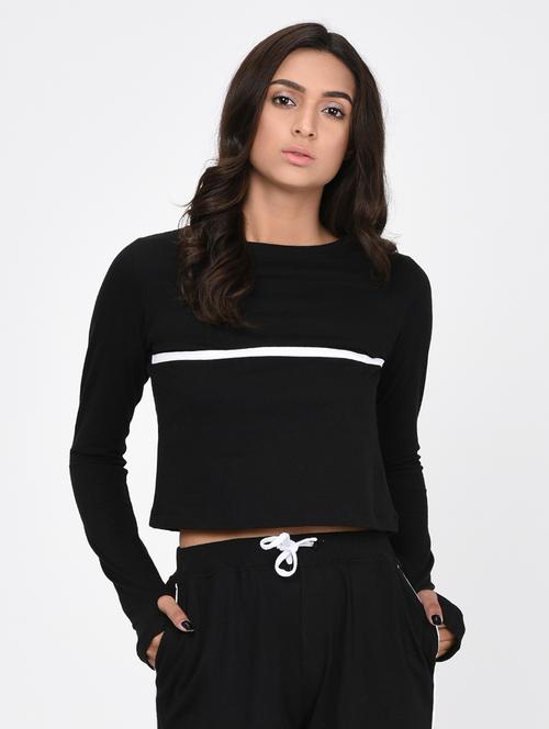 women's crop round neck top - 20022933 -  Standard Image - 0