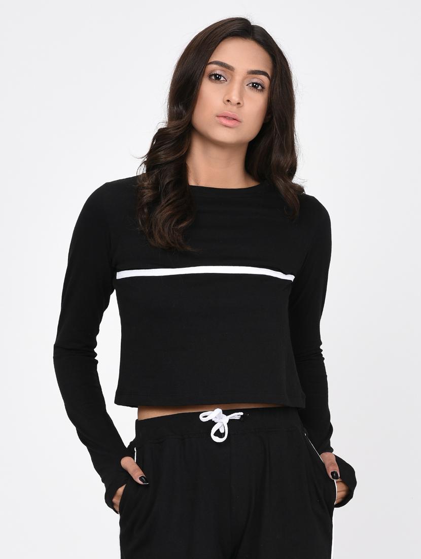 women's crop round neck top - 20022933 -  Zoom Image - 0