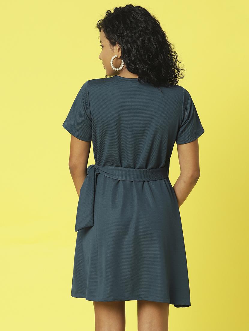 women's wrap solid dress - 20022950 - Standard Image - 2