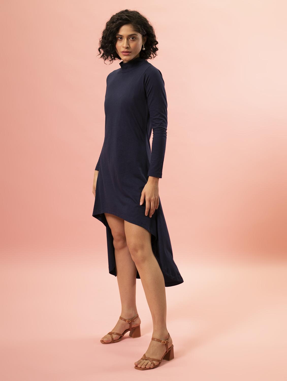 women's high low solid dress - 20022960 - Standard Image - 2