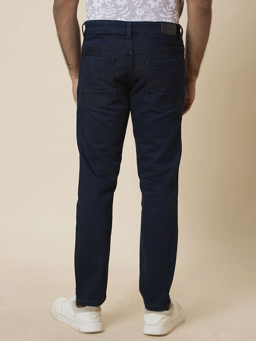 men blue cotton plain jeans - 20023038 - Standard Image - 2
