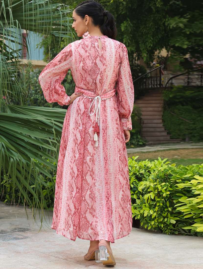 pink chiffon a-line ethnic dress - 20023402 -  Standard Image - 2