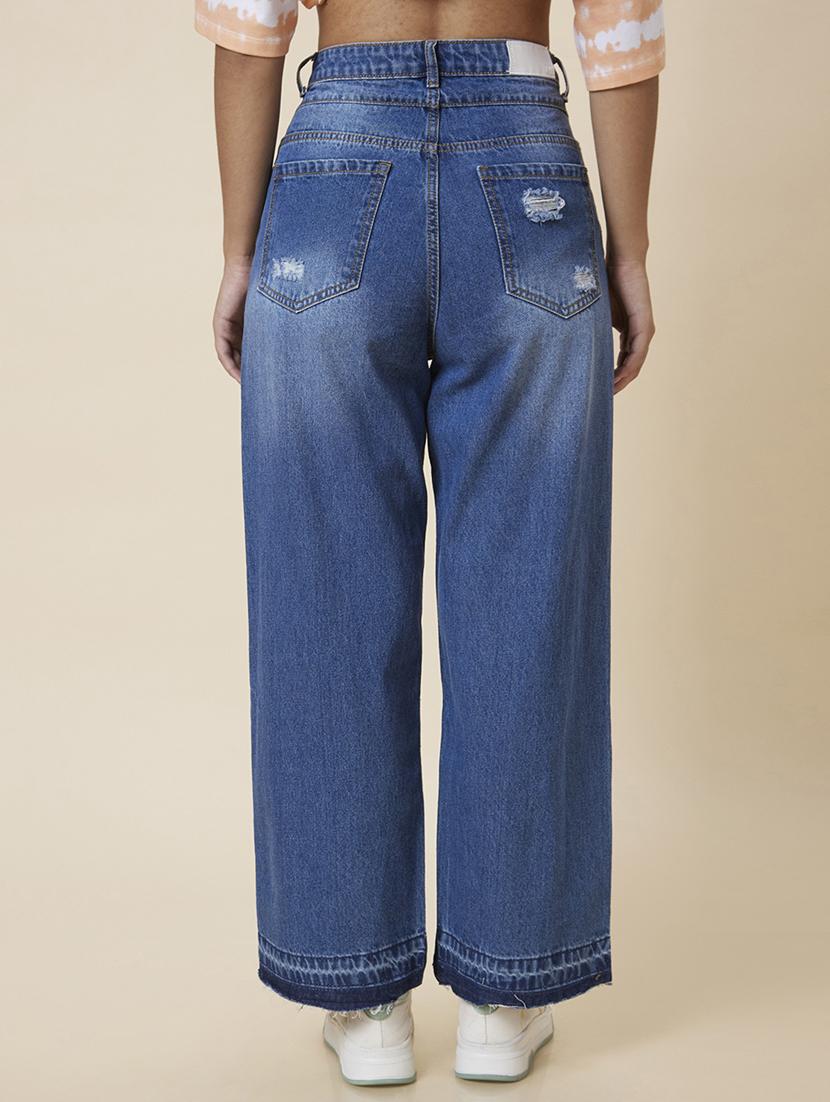 women's distress straight fit jeans - 20023466 - Standard Image - 2