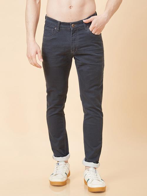 men grey cotton plain jeans - 20023808 -  Standard Image - 0