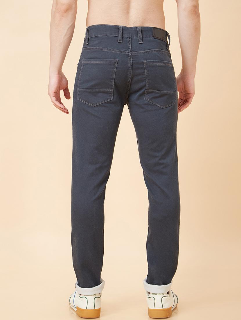 men grey cotton plain jeans - 20023808 - Standard Image - 2