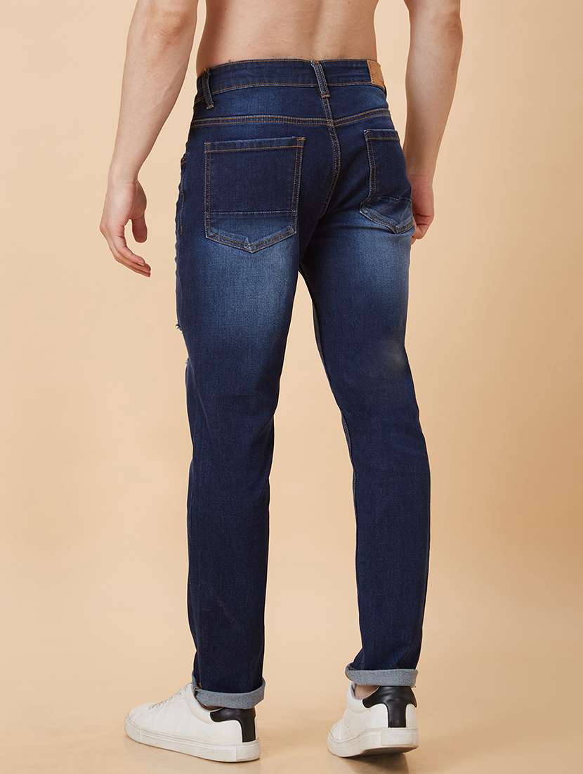 men blue cotton distressed jeans - 20023809 -  Standard Image - 2
