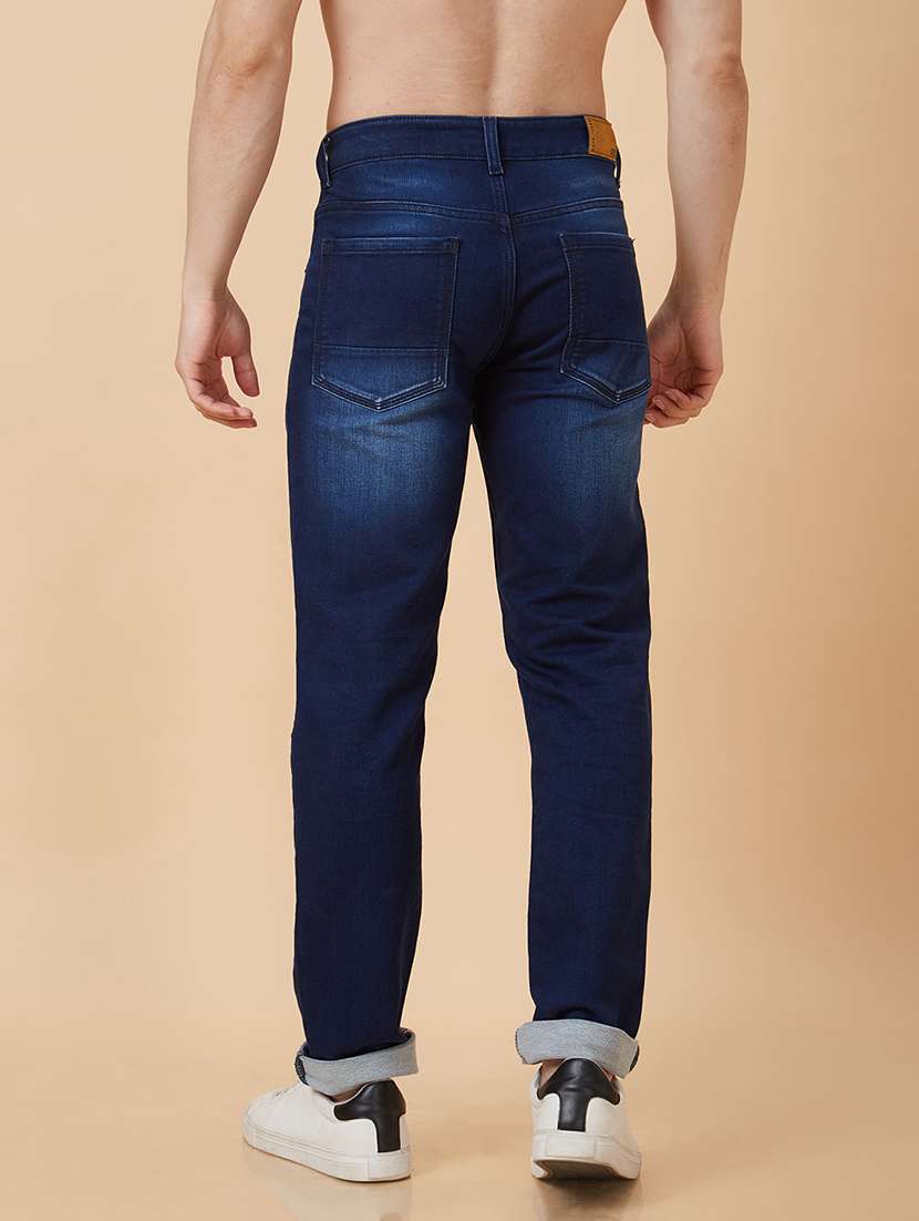 men blue cotton plain jeans - 20023810 - Standard Image - 2