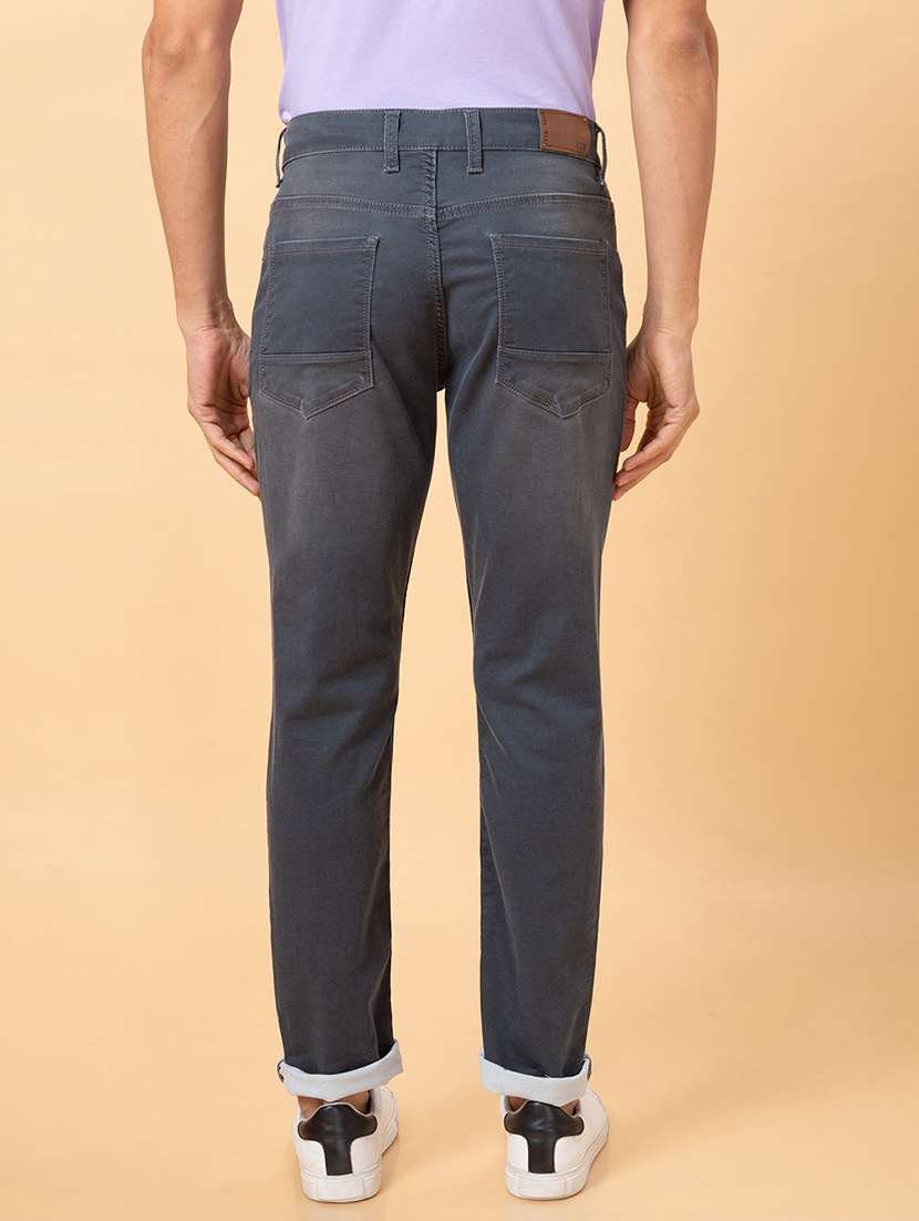 men grey cotton plain jeans - 20023811 -  Standard Image - 2