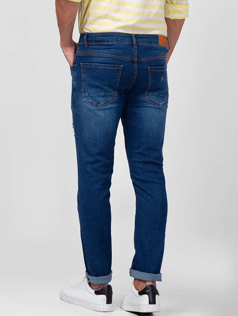 men blue cotton distressed jeans - 20023820 -  Standard Image - 2