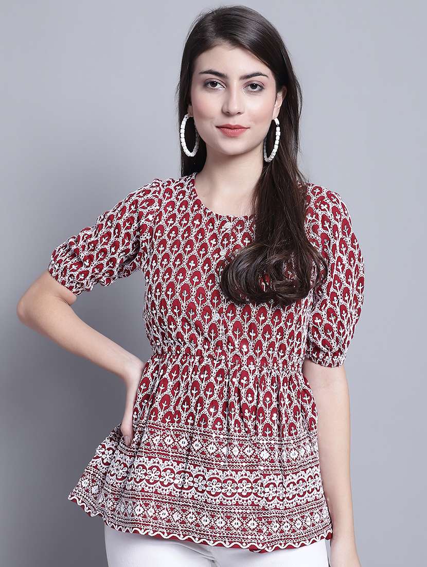 women's peplum round neck top - 20024763 - Zoom Image - 0