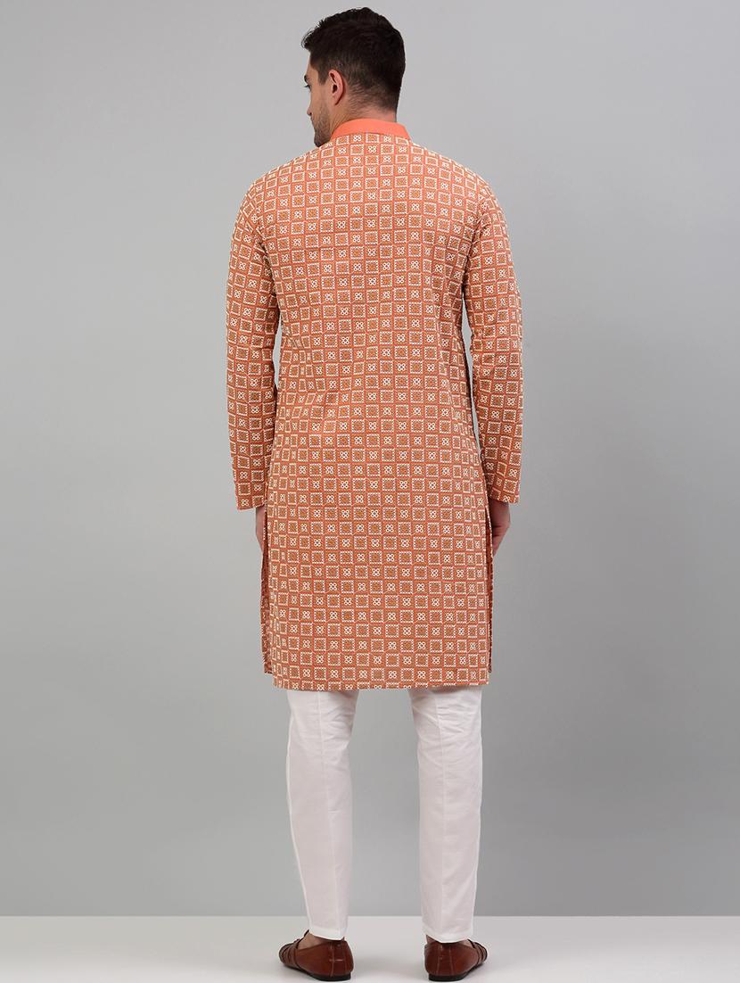 peach cotton kurta pyjama ethnic wear set - 20024830 - Standard Image - 2
