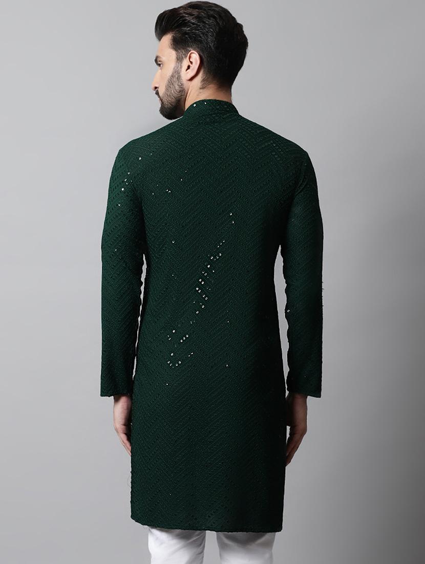 embroidered long kurta with sequin work - 20024847 - Standard Image - 2