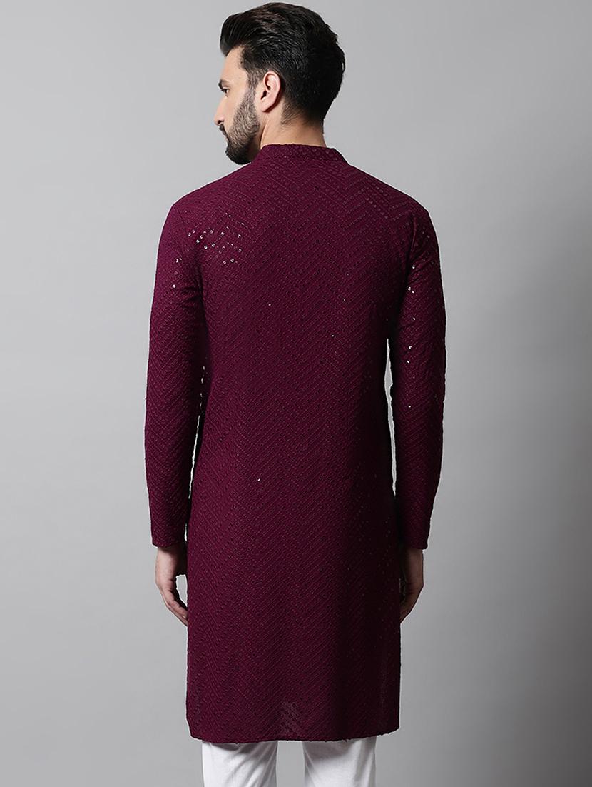 embroidered long kurta with sequin work - 20024849 - Standard Image - 2