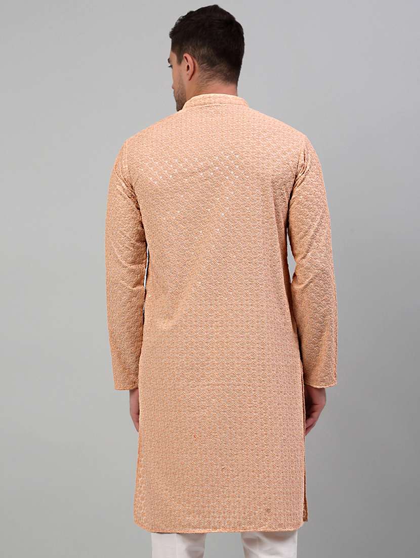 peach cotton long kurta - 20024867 -  Standard Image - 2