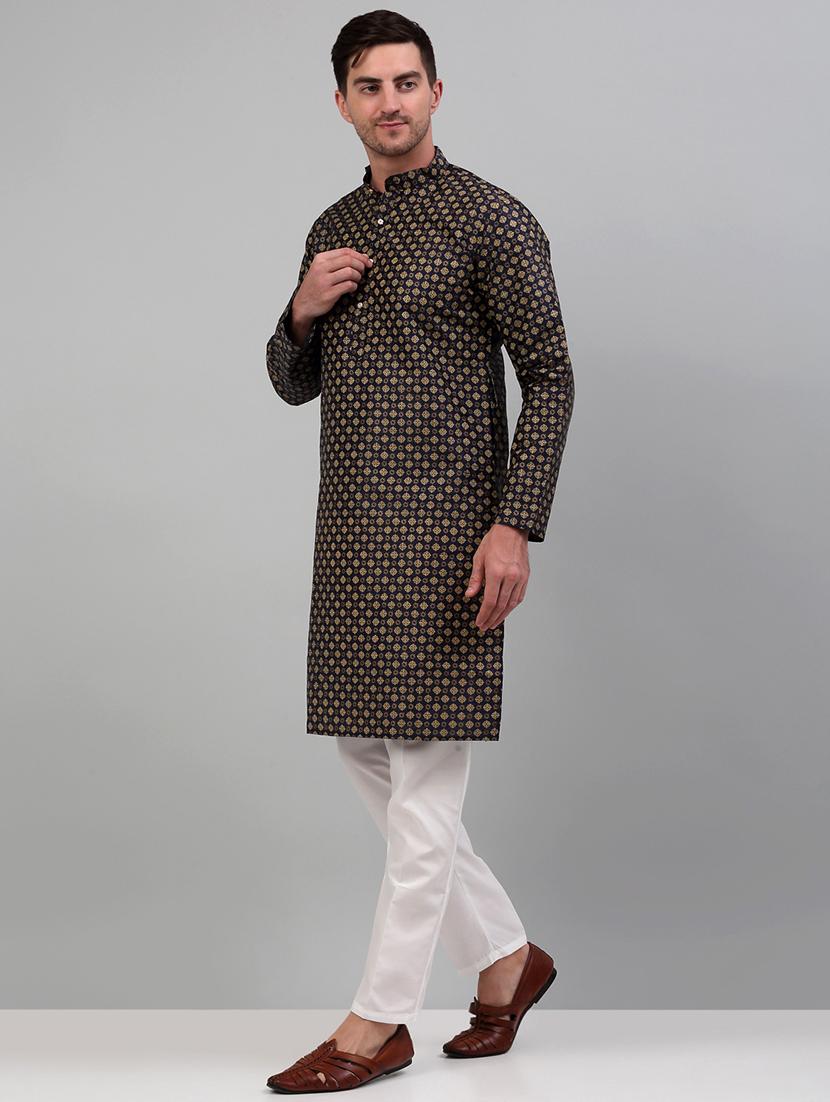 brown silk blend kurta pyjama with jacket ethnic wear set - 20024914 - Standard Image - 2