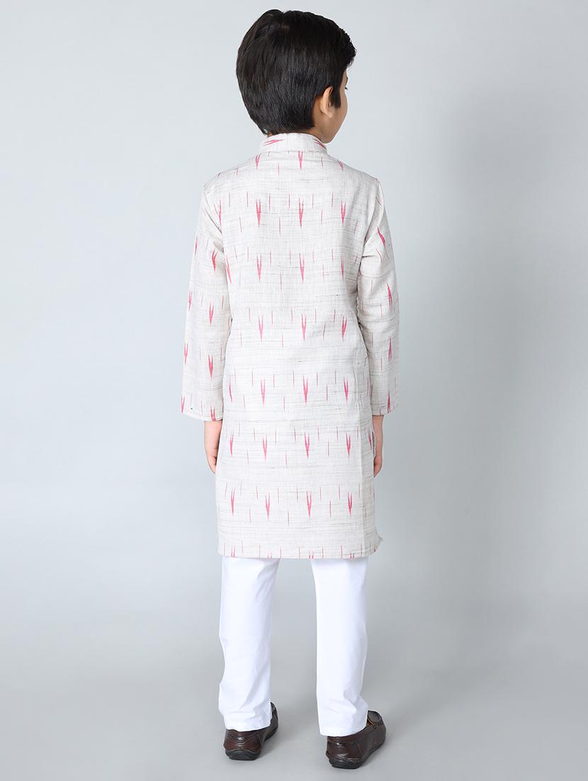 boys mandarin neck printed kurta pant set - 20024921 - Standard Image - 2