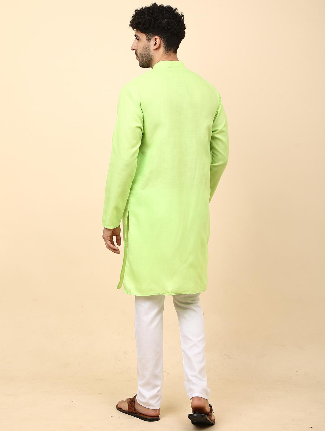 printed cotton blend long kurta - 20024925 - Standard Image - 2