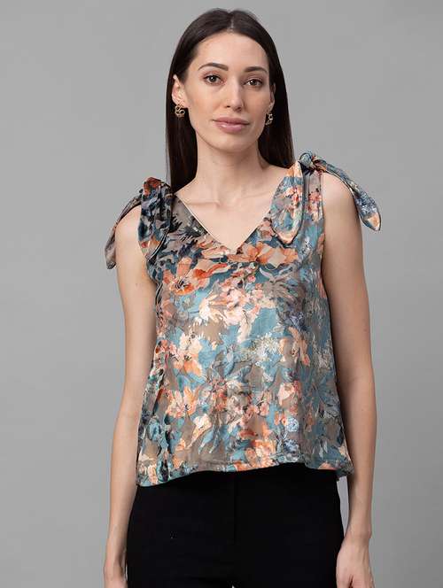 green printed regular top - 20025298 -  Standard Image - 0