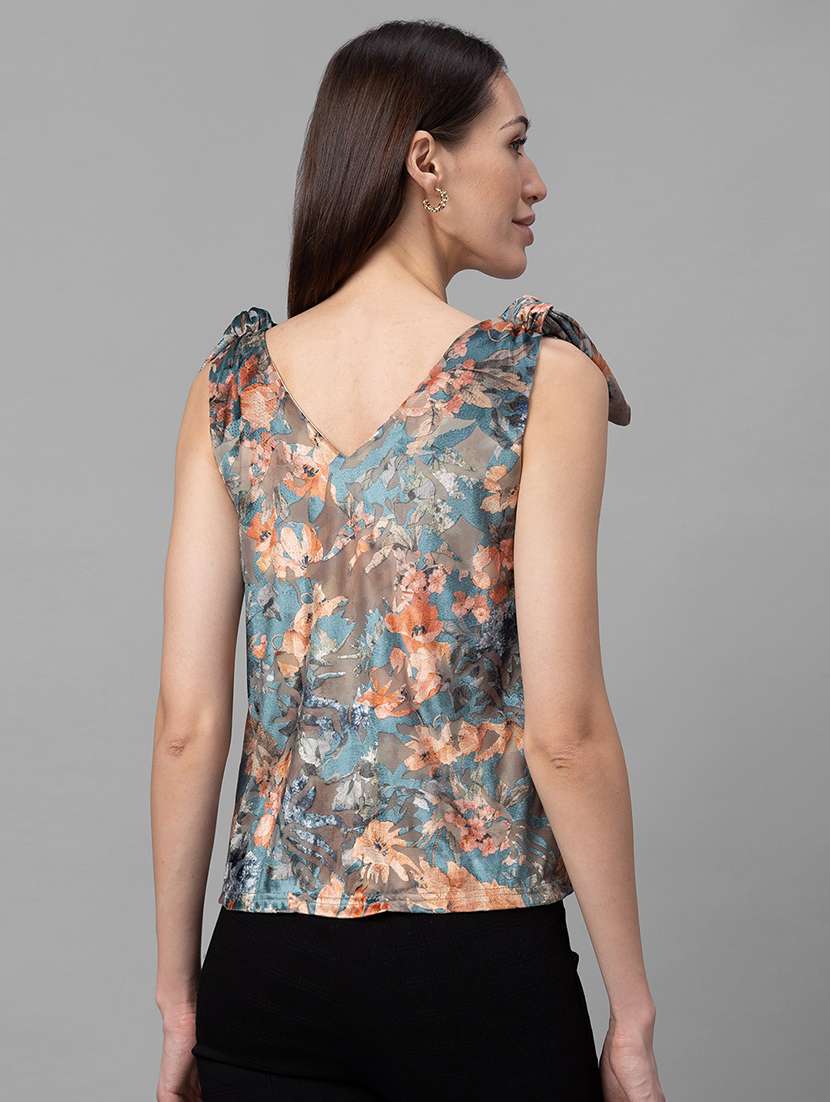 green printed regular top - 20025298 -  Standard Image - 2