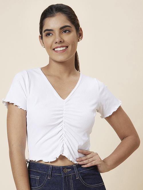 women's crop v neck top - 20025436 -  Standard Image - 0