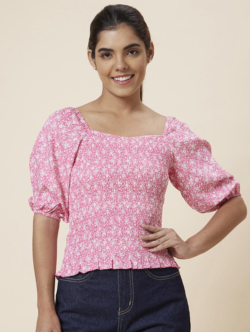 women's blouson sweetheart neck top - 20025448 - Zoom Image - 0