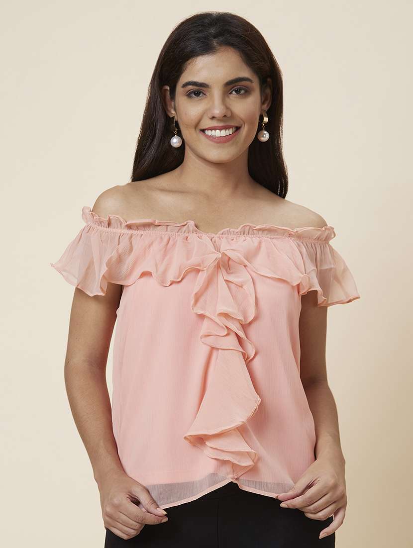 women's ruffle off shoulder top