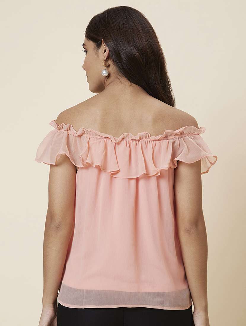 women's ruffle off shoulder top - 20025451 -  Standard Image - 2