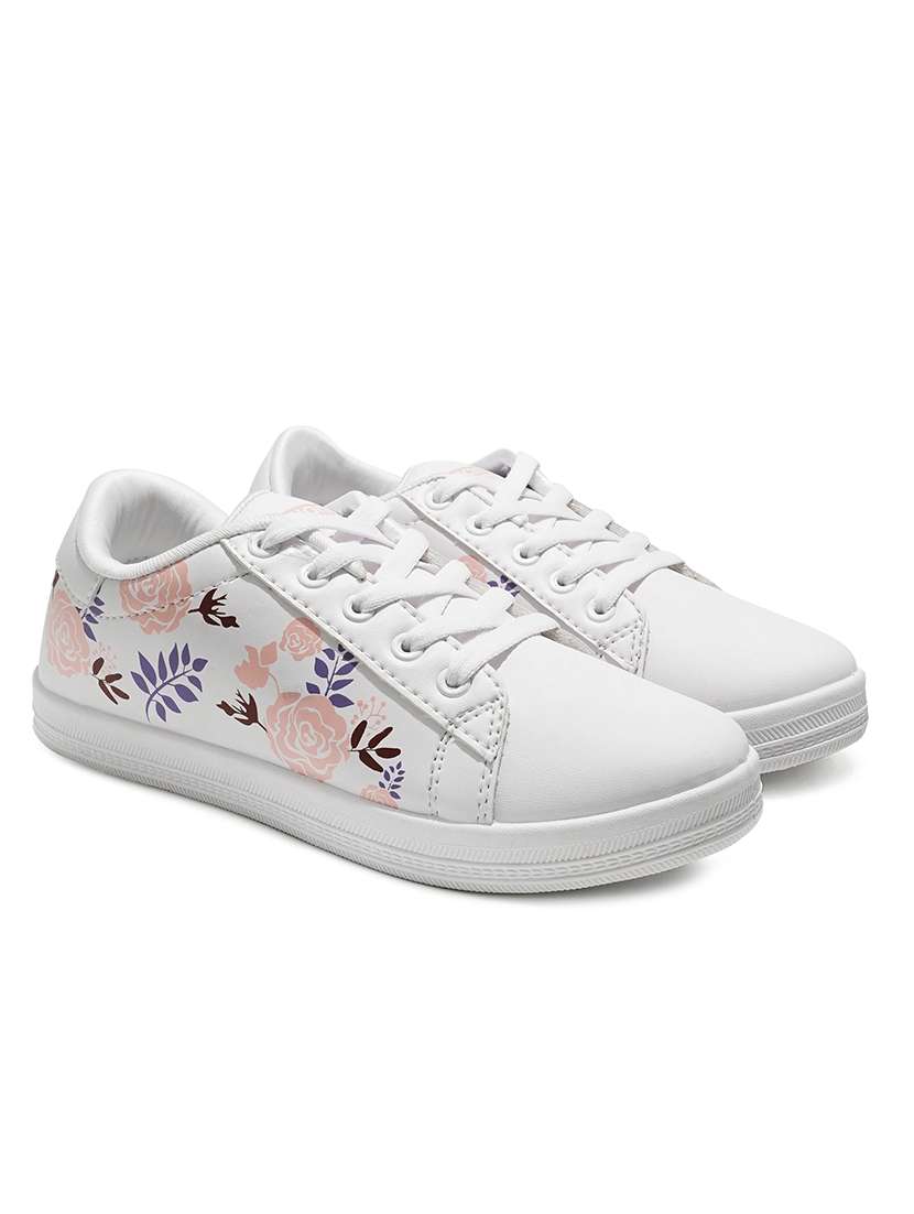 white synthetic laceup sneakers