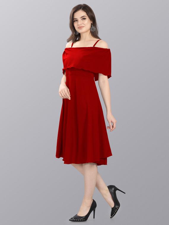 women's fit & flare solid dress - 20026087 - Standard Image - 2