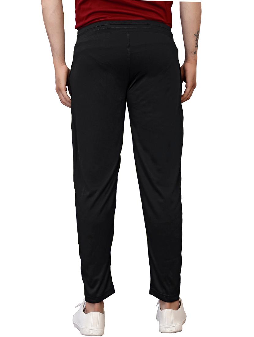 men solid lycra blend black track pants with 2 zipper pockets - 20026163 - Standard Image - 2