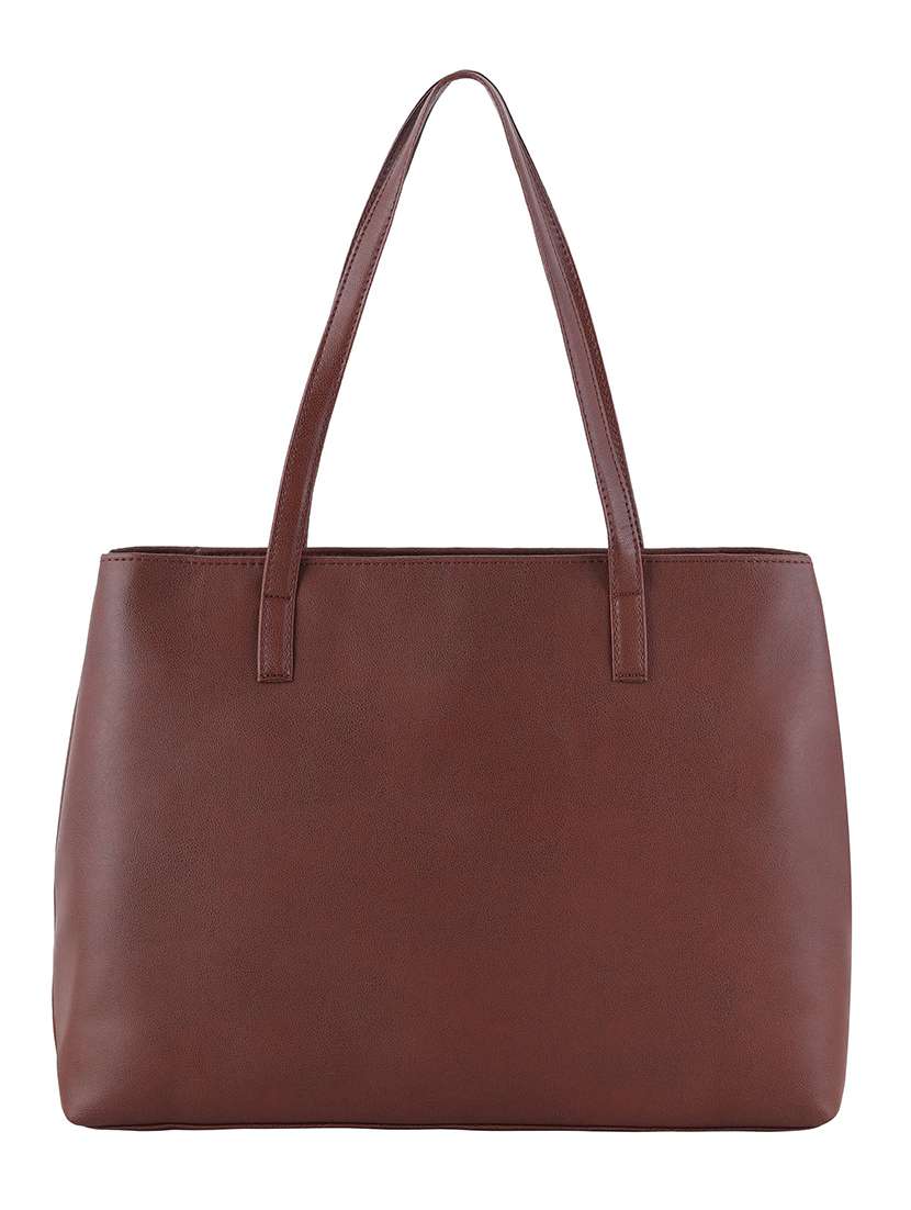 brown leatherette (pu) regular handbag - 20026768 - Standard Image - 2