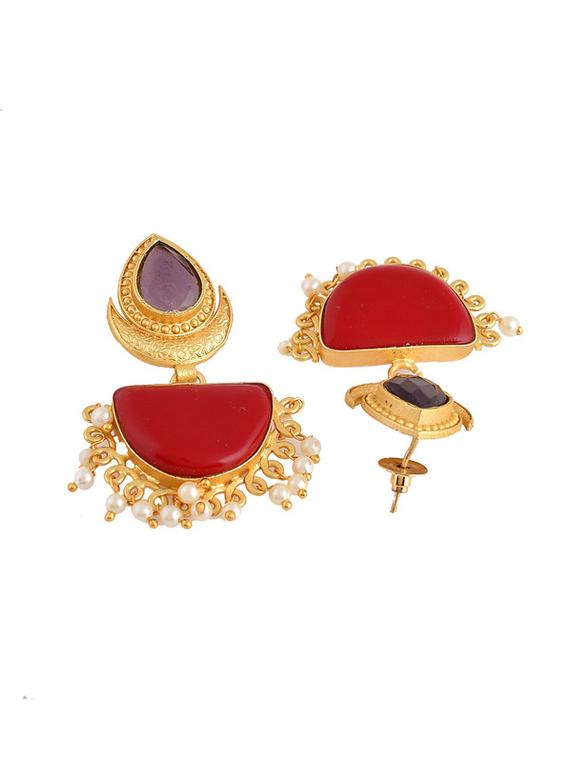 red brass chandballi earring - 20026837 - Standard Image - 2