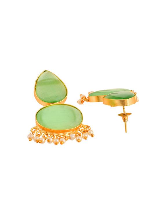 green brass chandballi earring - 20026838 - Standard Image - 2
