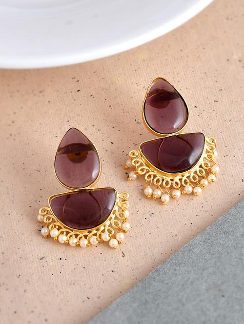 women gold plated drop earring - 20026839 -  Standard Image - 0