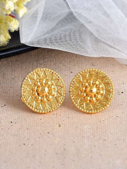 gold brass studs earring - 20026841 - Standard Image - 0