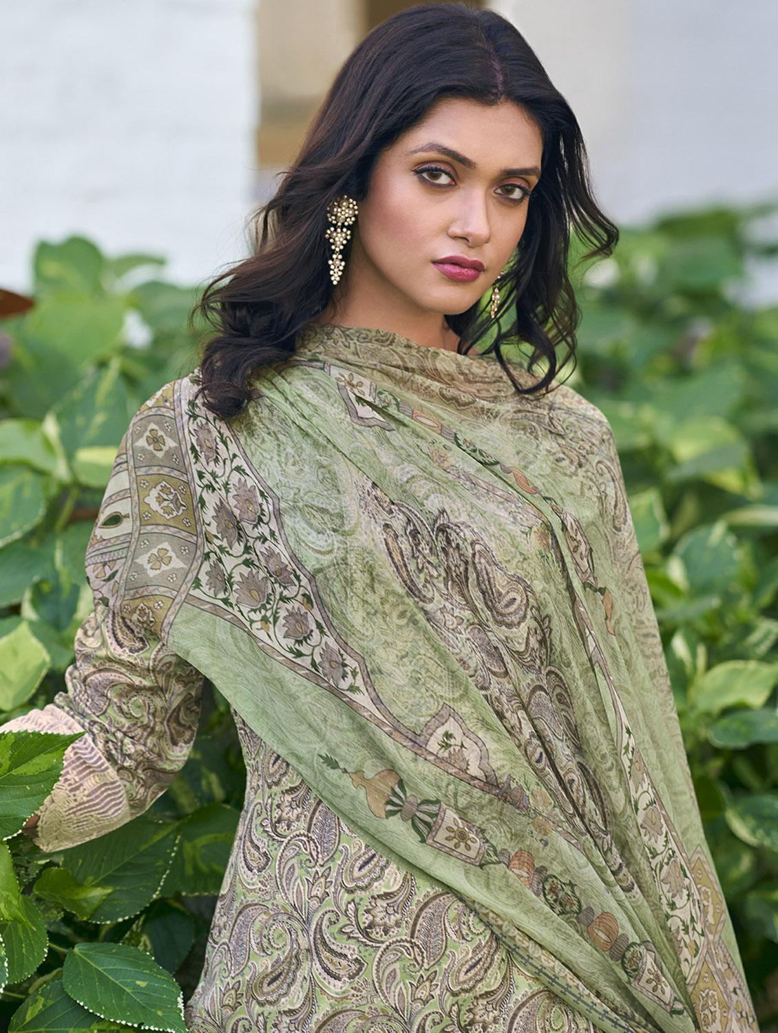 green round neck unstitched suits - 20027692 - Standard Image - 2