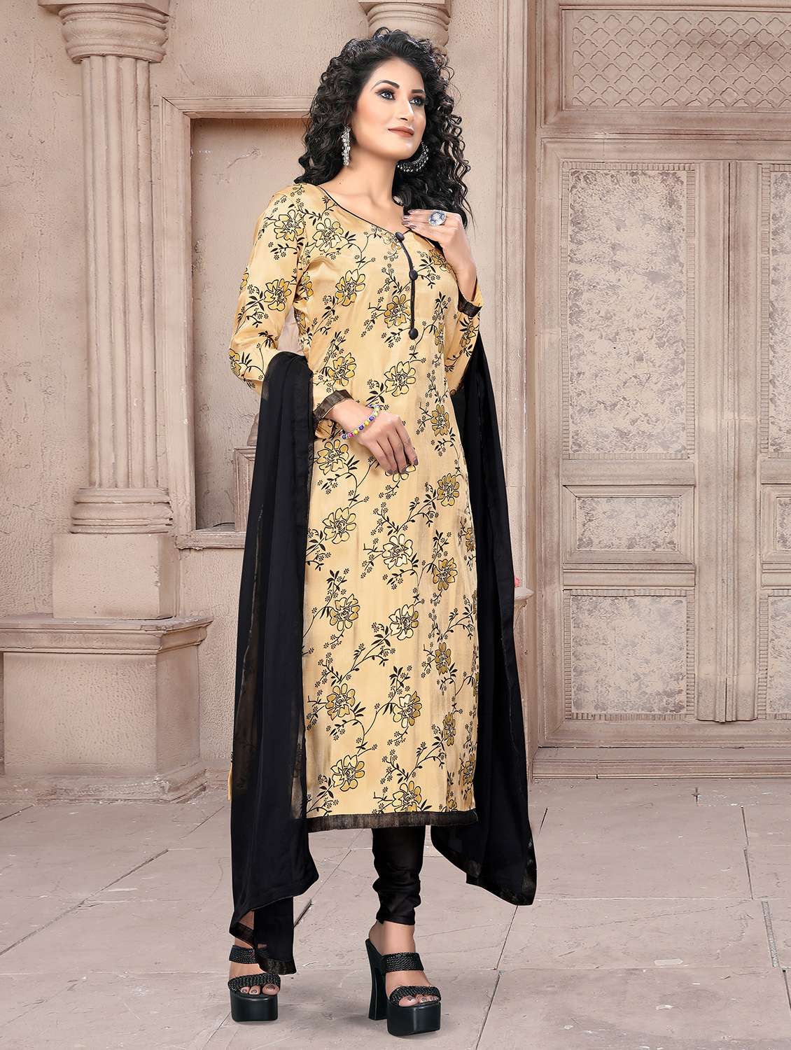 printed unstitched churidaar suits - 20029478 -  Standard Image - 2