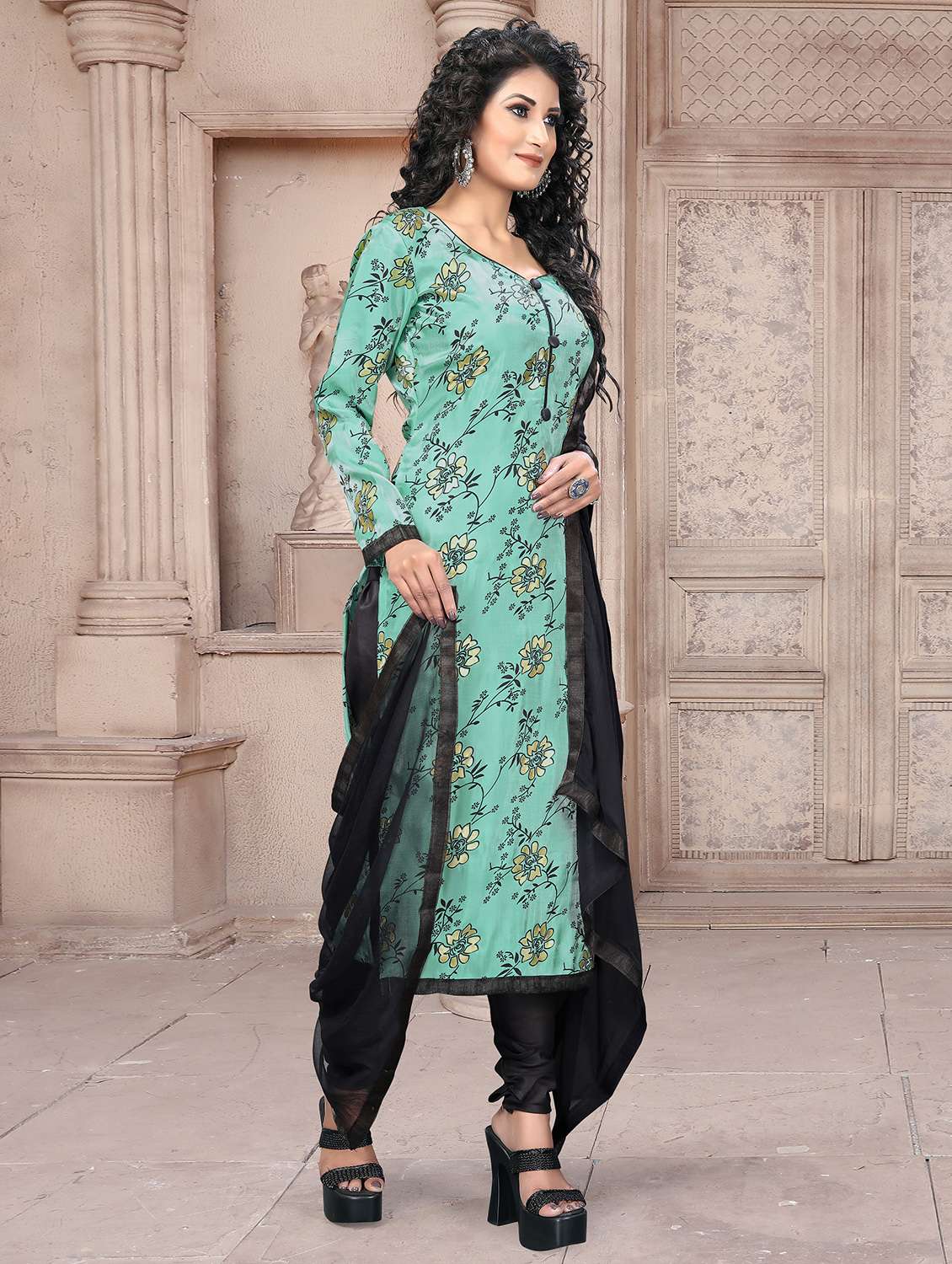 printed unstitched churidaar suits - 20029480 -  Standard Image - 2