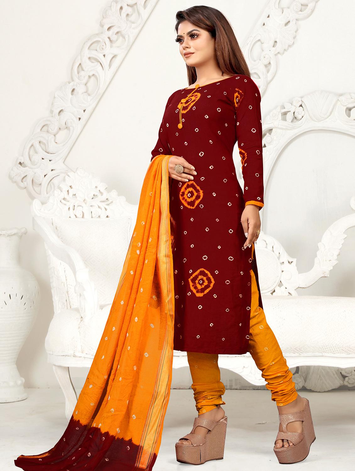 round neck unstitched churidaar suits - 20029490 - Standard Image - 2