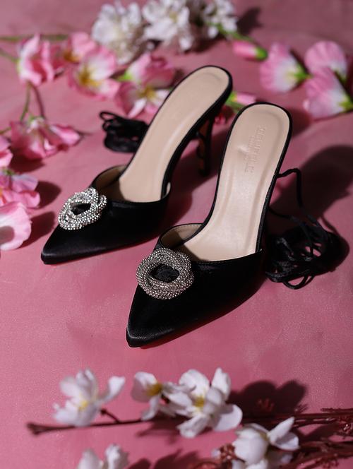 black lace-up stiletto sandals - 20029611 - Standard Image - 0