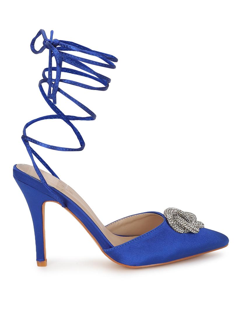 blue lace-up stiletto sandals - 20029612 - Standard Image - 2