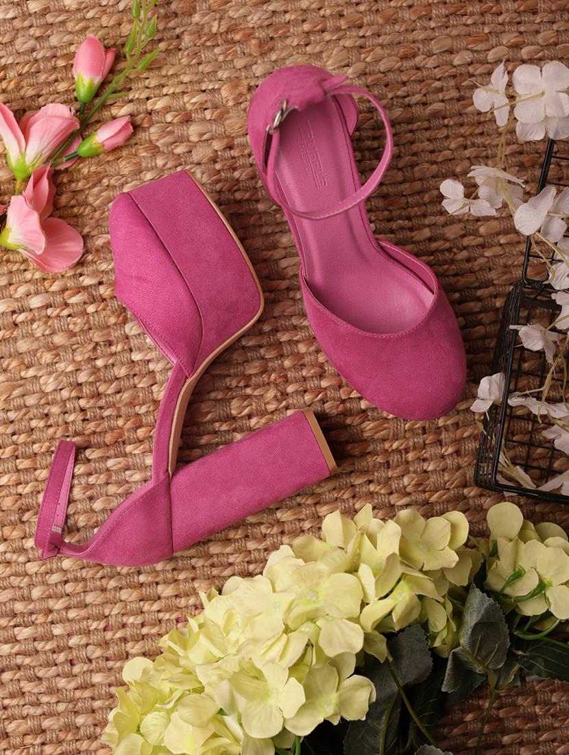 pink lace-up block sandals - 20029623 -  Zoom Image - 0