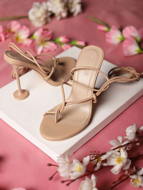 nude lace-up stiletto sandals - 20029628 -  Standard Image - 0