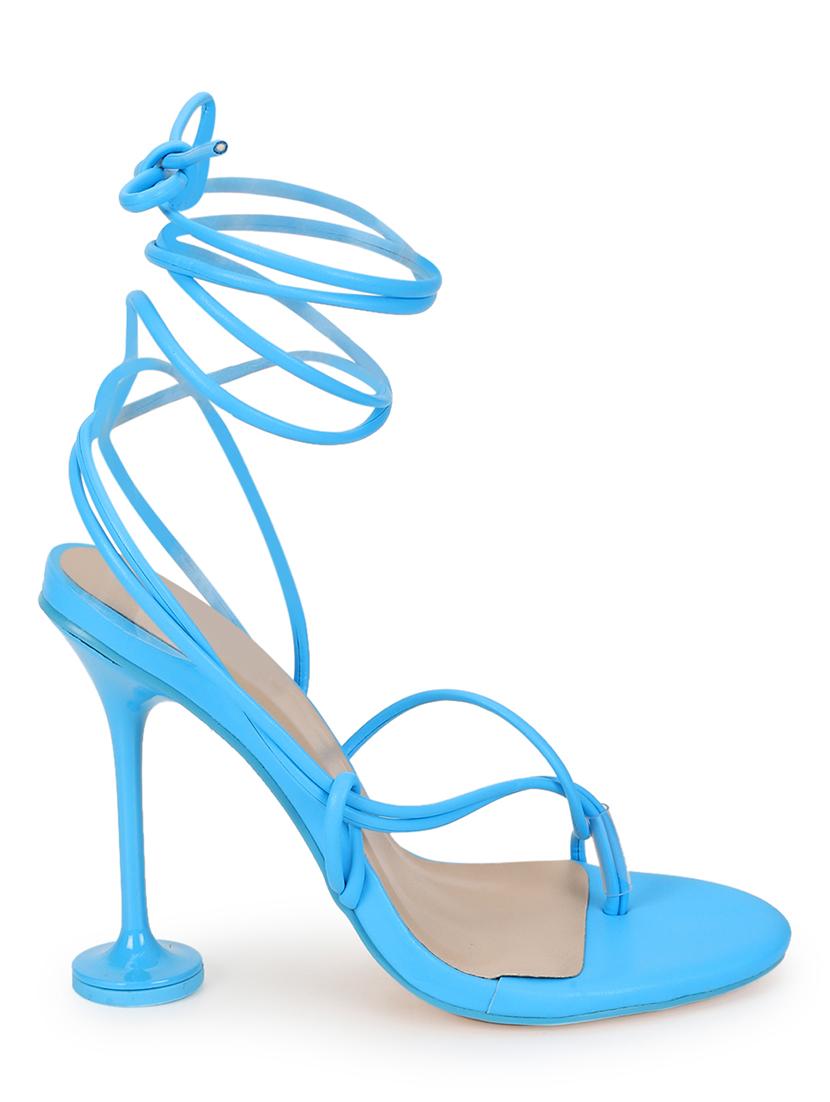 blue lace-up stiletto sandals - 20029629 - Standard Image - 2